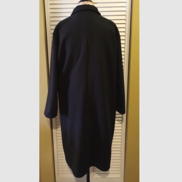 DAZY Black Lapel-Collar Drop-Shoulder Double-Breasted Overcoat, Size M - Picture 3 of 4
